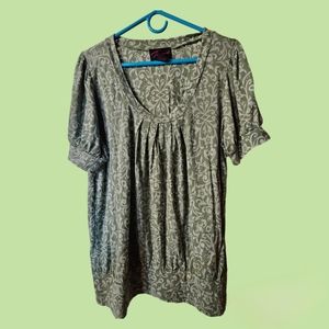 Torrid Floral Light Green Blouse with White Sheer Flowers